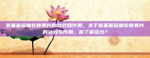氨基葡萄糖软骨素片的功效和作用，关于氨基葡萄糖软骨素片的功效与作用，你了解多少？
