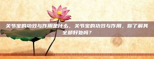 关节宝的功效与作用是什么，关节宝的功效与作用，你了解其全部好处吗？